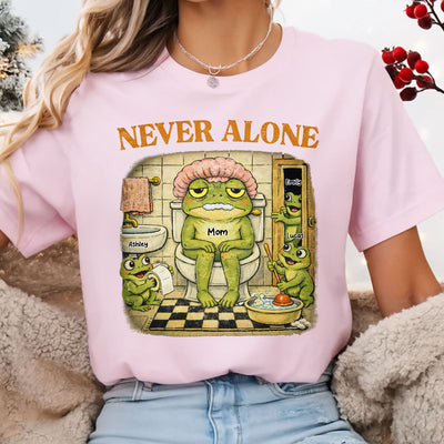Never Alone Retro Frog - Personalized Shirt - Funny Mother's Day Gift for Mom, Wife, Mom Humor