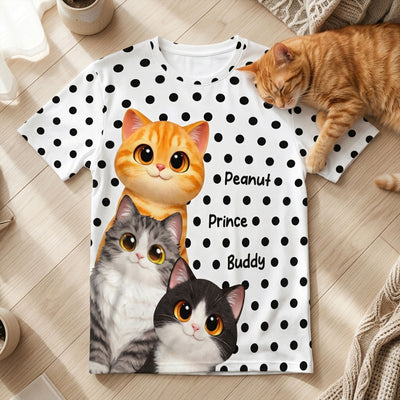 Polka Dot Cat Mom - Personalized Shirt - Mother's Day Gift For Cat Mom