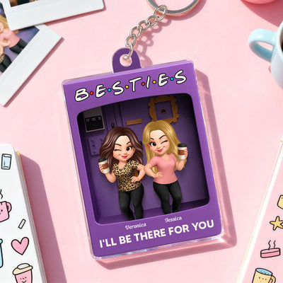 Besties Forever Best Friends Purple Toy Box Style - Personalized Acrylic Keychain - Friendship Gift For Besties
