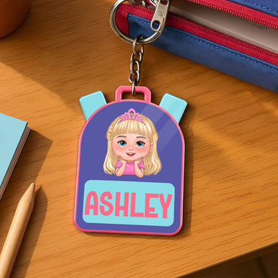 Kid Back To School Personalized Name Tag, Acrylic Keychain