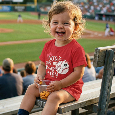 Little Sister Little Brother Biggest Fan - Personalized Kid Shirt - Baseball Little League Game Day Dark Color Shirt