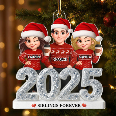 2025 Shining Effect Brothers & Sisters - Personalized Acrylic Ornament - Christmas Gift for Siblings