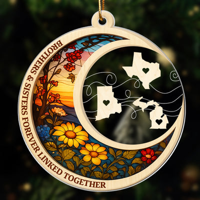 Brothers & Sisters Never Apart At Heart - Personalized Acrylic Ornament - Heartwarming Christmas Gift For Long Distance Brothers & Sisters
