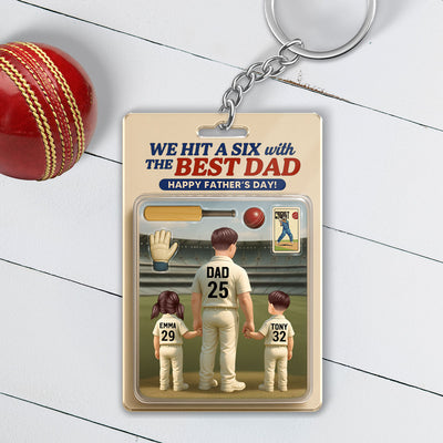 Hit A Six With The Best Dad Cricket Dad Personalized Acrylic Keychain, Father's Day Gift For Husband, Dad
